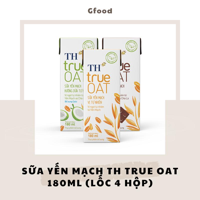 TH True Oat Sữa Yến Mạch (Vị Tự Nhiên Không Đường, Dừa, Socola) Lốc 4 Hộp 180ml