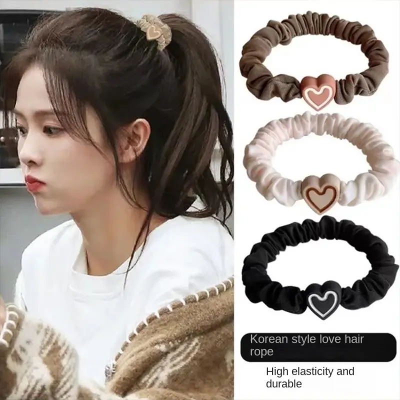 Scrunchie Tóc, Hình Trái Tim Tiện Lợi, Chất Liệu vải nỉ Nhiều Màu, Dây Buộc Tóc Đàn Hồi Cao, Độ Đàn Hồi Cao, Dây Buộc Tóc Mini, Thích Hợp Cho Phụ Nữ 0
