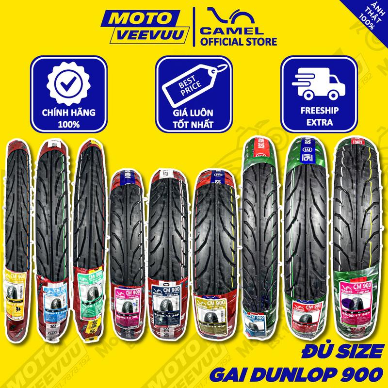 Vỏ lốp xe máy CAMEL 900 Gai Dunlop đủ size 45 50 60 70 80 90 100 17 14 TL (Lốp không ruột)