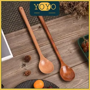 Long Handle Wooden Mixing Spoon / Sendok Kayu Masak Memasak / SENDOK KAYU GAGANG PANJANG 33 CM SENDOK MASAK WOODEN LONG SPOON