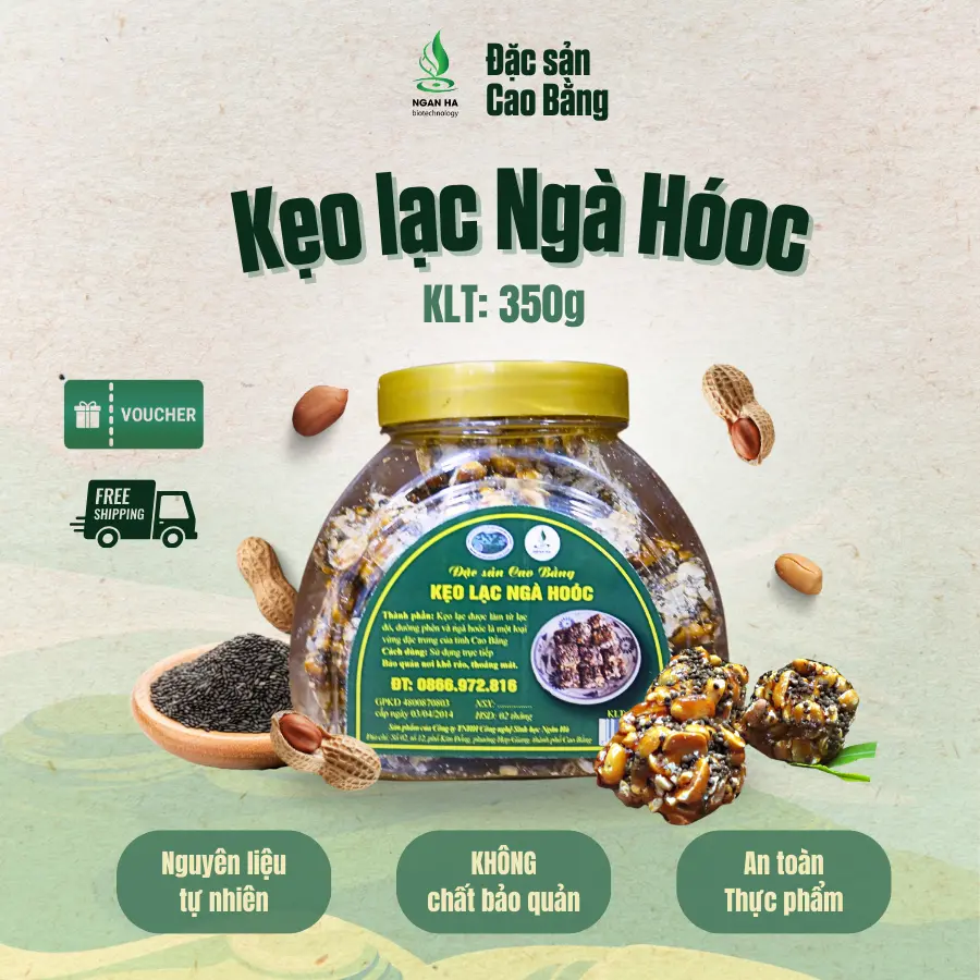 350g KẸO LẠC Cao Bằng Đặc sản kẹo truyền thống ngà hóoc ít ngọt