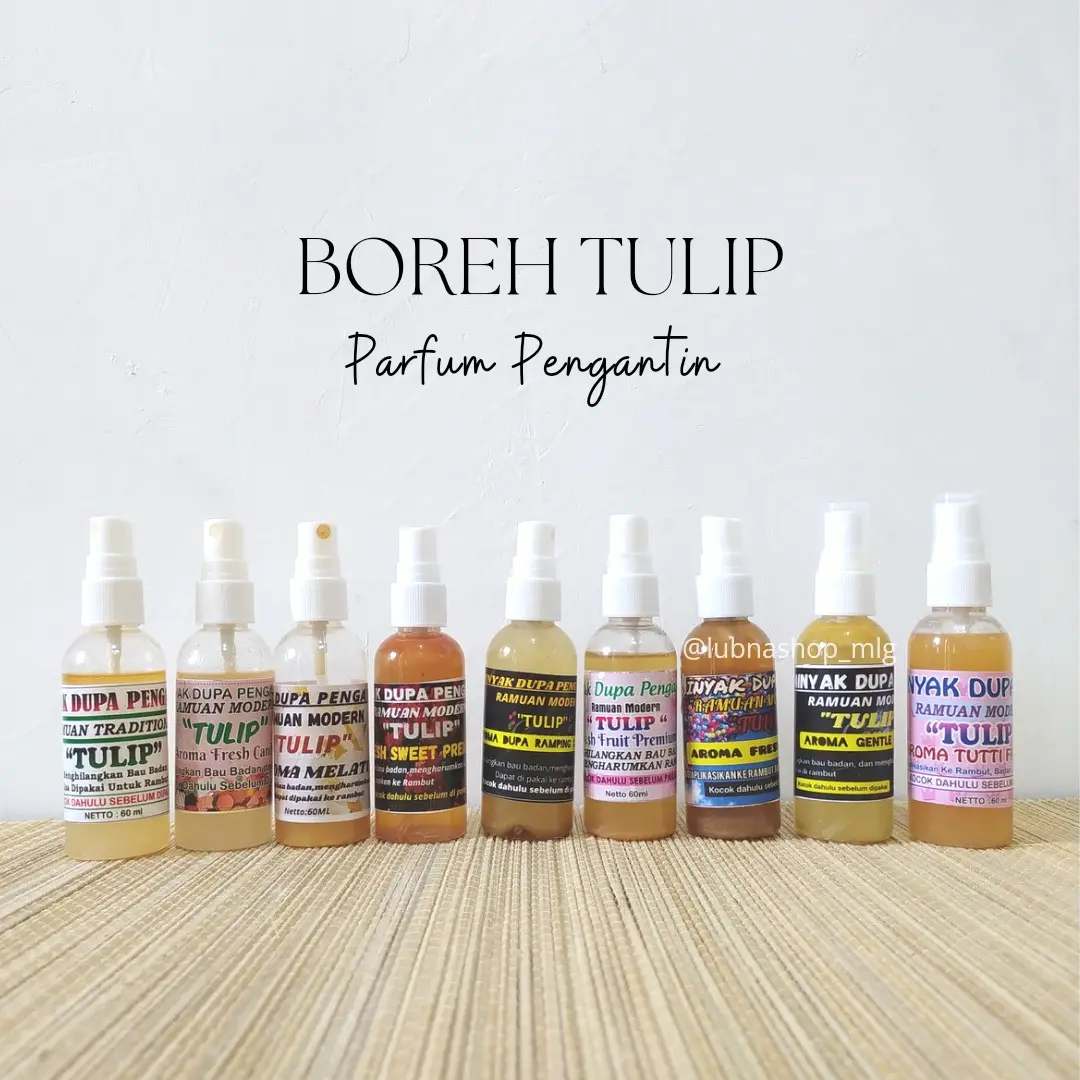 BOREH PARFUM SPRAY MINYAK DUPA PENGANTIN 60ML TULIP