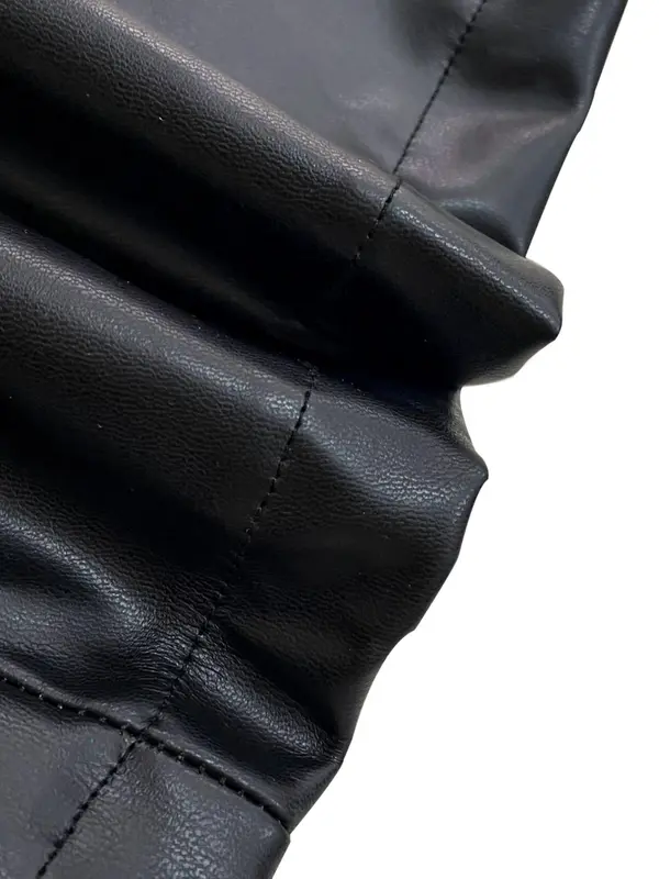 Women's Solid Button Front PU Leather Jacket, Retro Fashion Long Sleeve Collared Outerwear for Daily Outdoor Wear, Women Clothing for Fall & Winter 4