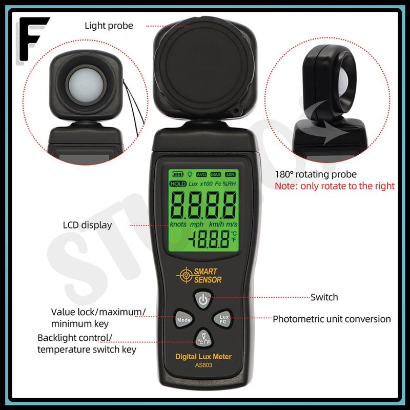 Digital Lux Meter AS803 Meteran Cahaya Tester Smart Sensor Uji Cahaya 1