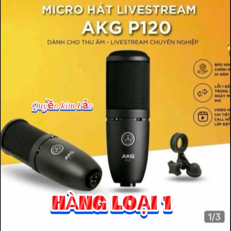 MICRO CHÍNH HÃNG AKG P120 Loại 1  cao cấp , nguồn  48v , âm  thanh Ấm , mic hút xa, kèm dây mic Đức Thu Âm