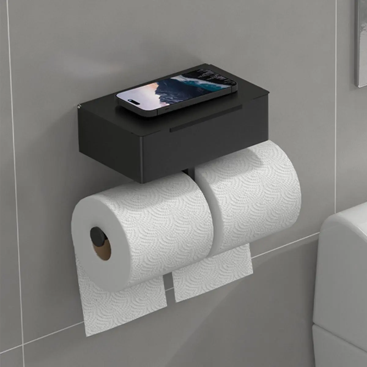 Wall Mounted Paper Towel Holder, 1 Count Punch-free Paper Towel Holder, Kitchen and Bathroom Organizer for Roll Paper, Film, and Towels