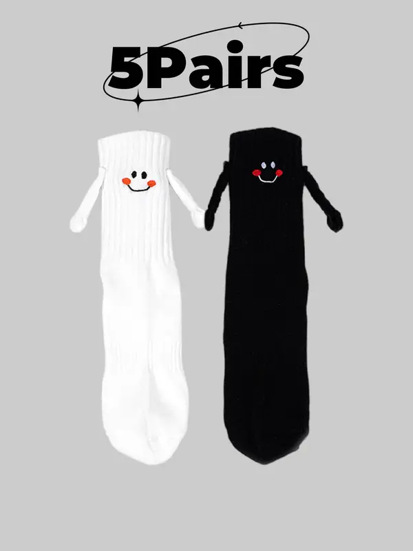 Cartoon Face Holding Hand Design Sports Socks, Casual Moisture Wicking Socks, Soft Comfy Breathable Socks for All Seasons 6
