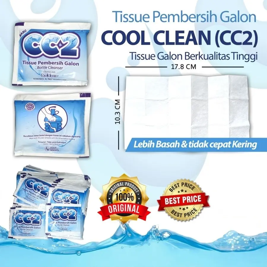 50 pcs Tisu Galon Tissue Pembersih Galon Air Minum Tisu Alkohol merek pilih di parian