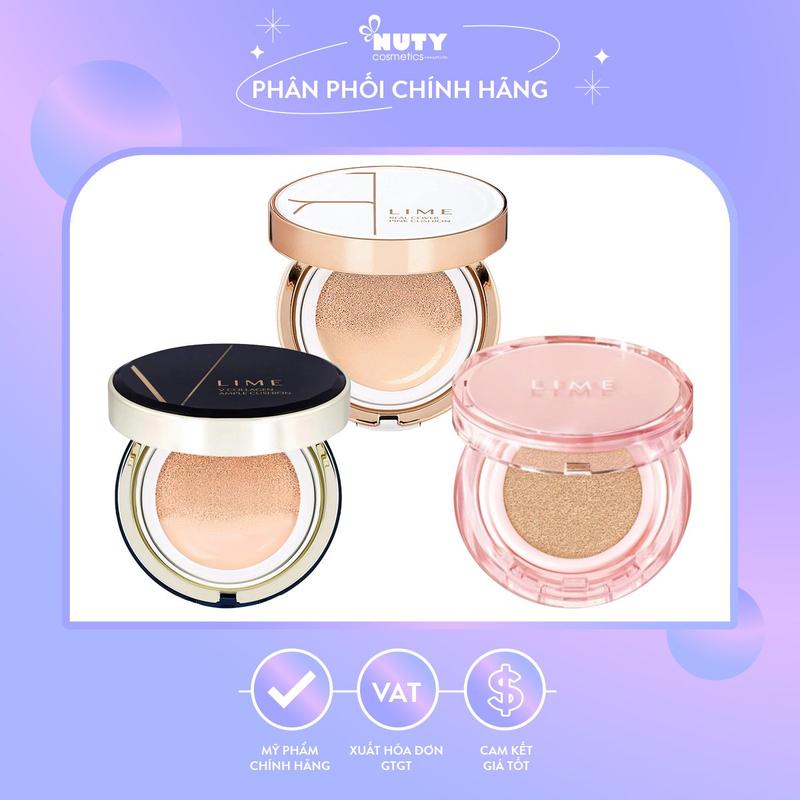 Phấn Nước Lime Cushion SPF50+ PA++++ 3 Dòng Xanh Hồng Trắng 15g