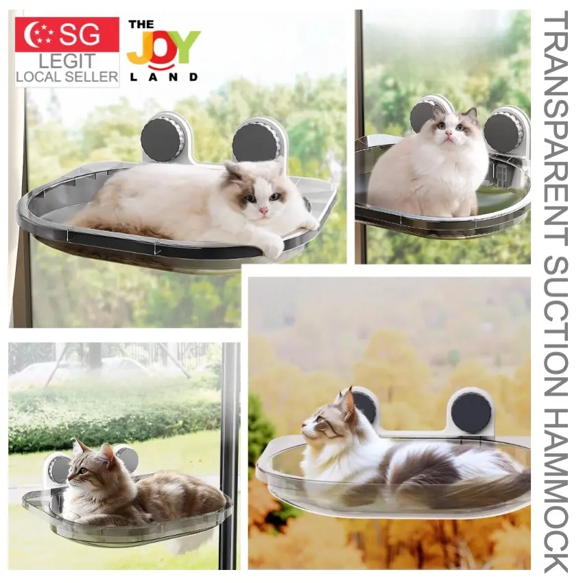 [SG SELLER] Transparent Suction Window Hammock for Cats Sturdy Window-Mounted strong suction loungePerch