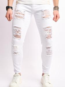 Men's Ripped Jeans, Casual Comfy Skinny Jeans for Daily Wear, Fashion Men's Bottoms for All Seasons, Cotton