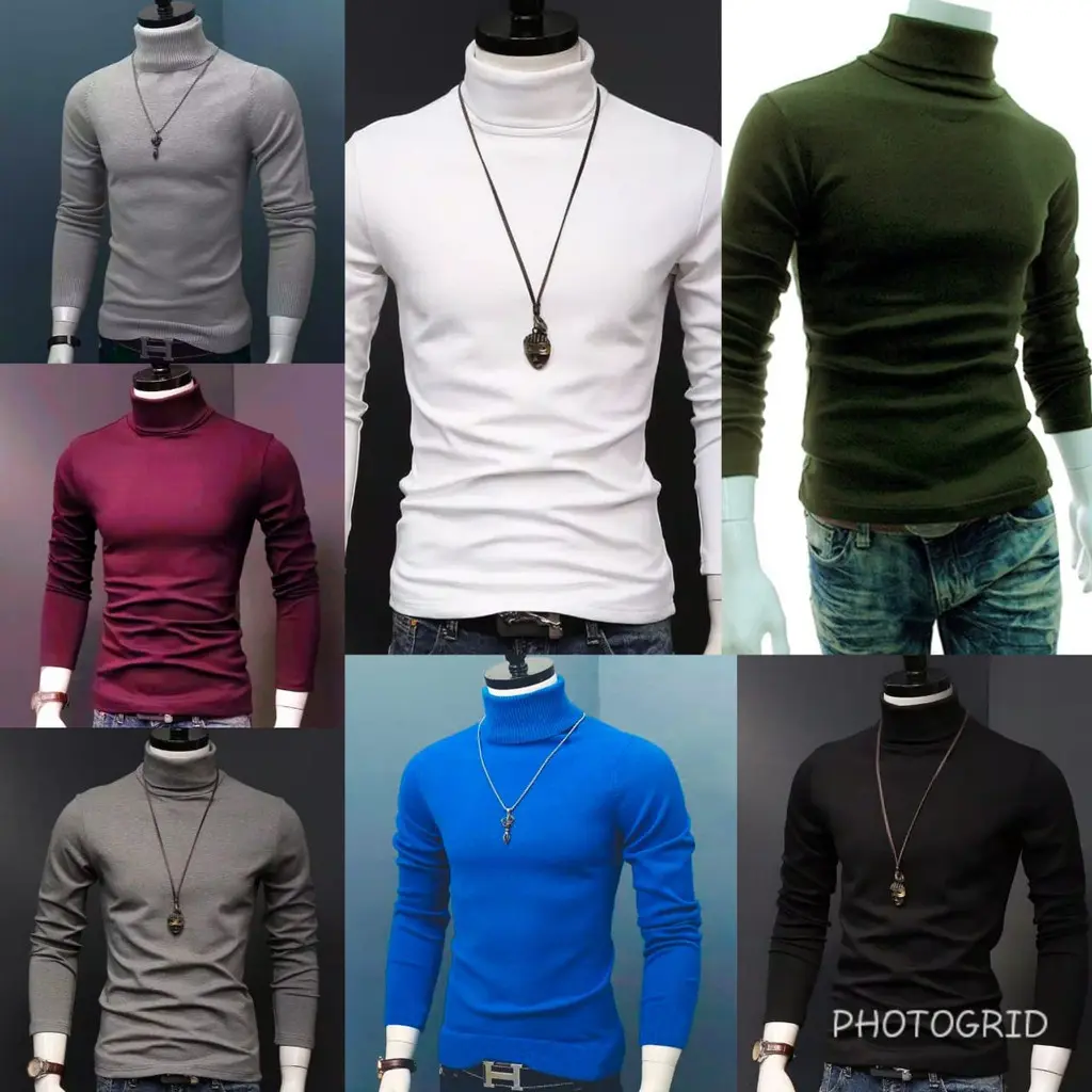 Kaos Turtleneck Pria Wanita Leher Kerah Tinggi Lengan Panjang Rib Premium Turtle Neck Pria Wanita Reguler fit