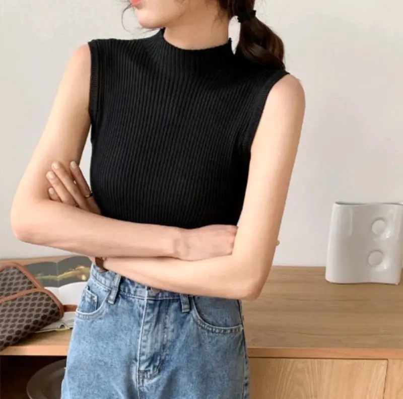 BEST SELLER - BAJU ATASAN RIB CLARESTA KNIT LEHER TINGGI UKURAN (S/L/XL) - BAJU RAJUT WANITA TANPA LENGAN - MANSET LEKBONG - INNER MANSET DALEMAN HIJAB - MANSET PREMIUM / MANSET TERMURAH 3