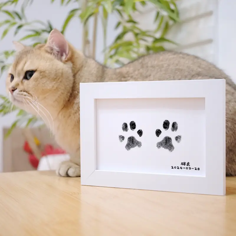 Handmade DIY pet wash free printing mud, cat and dog wash free foot prints, rubbing commemorative photo album, pet paw prints, postcard DIY making pet products