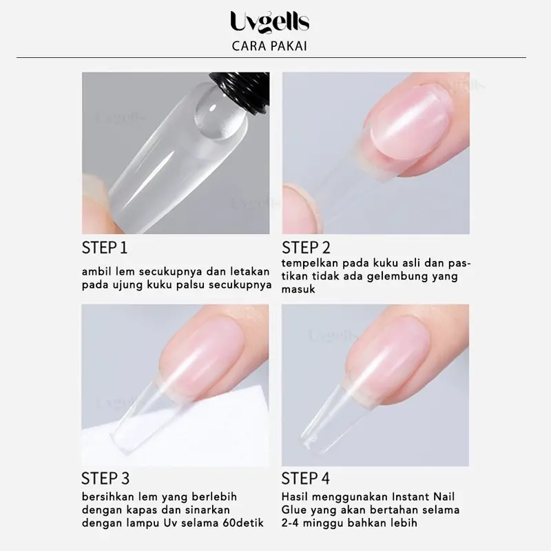 (BPOM) PERTAMA DI INDONESIA! Instant Nail glue and Remover Uvgells / Lem kuku / Lem extension / Remover Nail Extension / remover nail gel / Lem fake nails / Lem nail extension 4