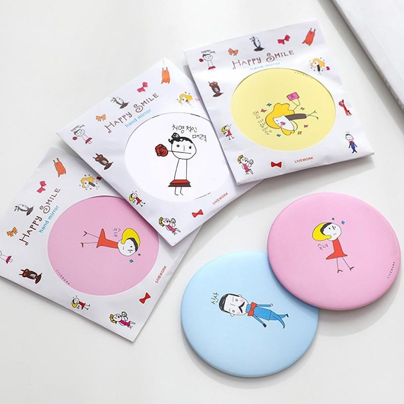 Gương tròn bỏ túi mini - Gương mini dễ thương trang điểm Hàn Quốc Gương Mini cho chị em 4