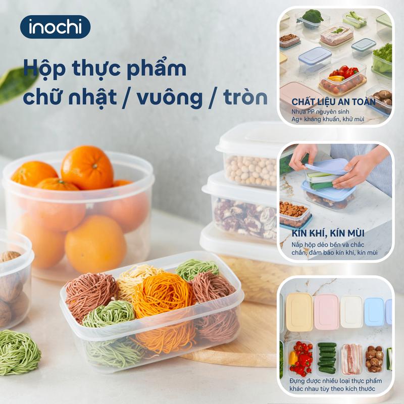 Hộp Đựng Thực Phẩm Thức Ăn Hokkaido vuông INOCHI Nhựa Cao Cấp Trong Suốt hop  dung tulanh