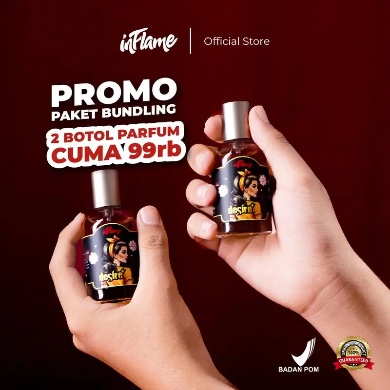 Inflame Parfume Promo 2 Botol Parfum - Desire Eau De Parfum - Parfum Pria Viral Cowok Keren Disukai Cewek - 30 ML