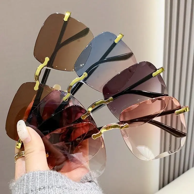 New Frameless Square Sunglasses for Women Ins Holiday Summer Accessories