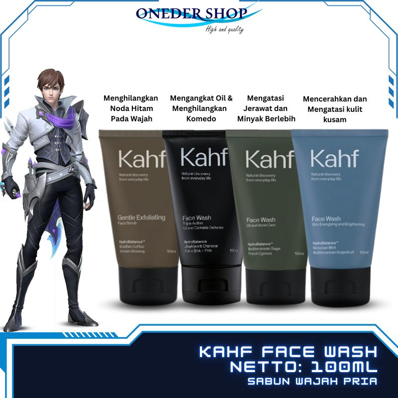 Kahf Face Wash All Varian 100ml - Kahf Facial Wash - Sabun Muka Pria - Sabun Cuci Muka Pria - Perawatan Wajah Pria Non Alkohol coffee exfoliating membersihkan  mencerahkan Scrub Hitam Komedo Laki Moisturizer Kotoran Kusam sabun  mukapria 3