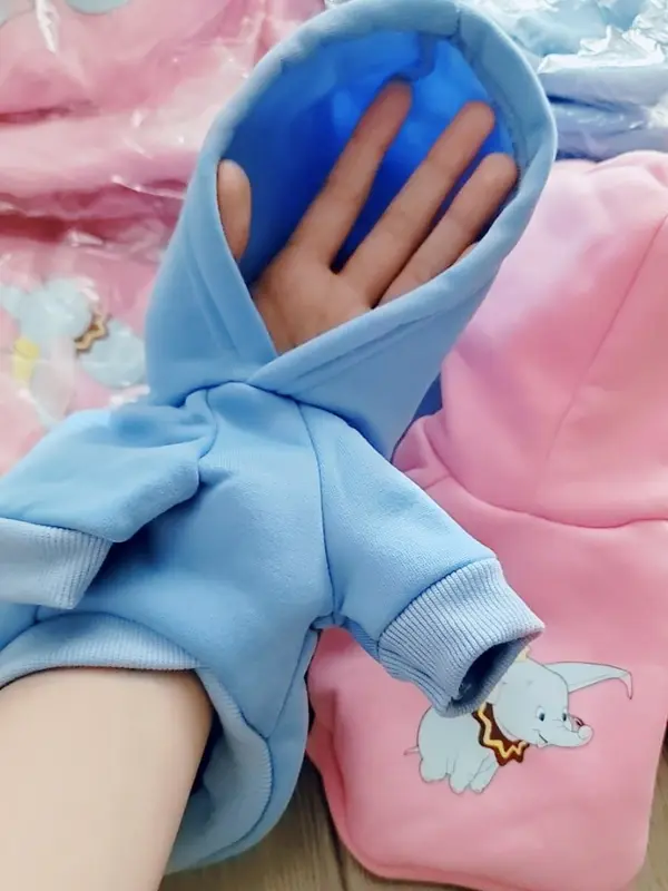 Áo hoodie cho chó mèo hình voi bản đôn 4