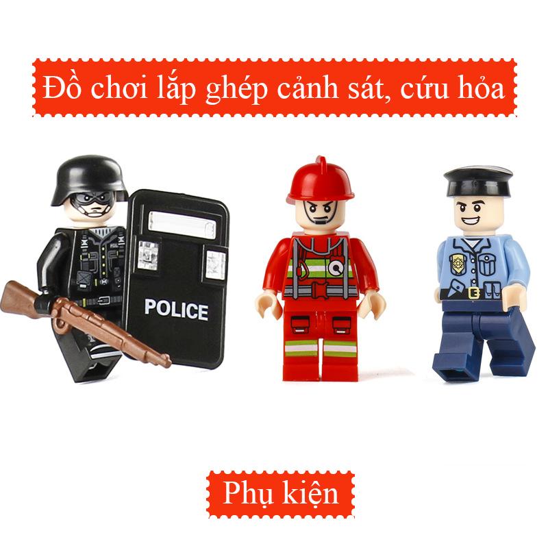Mô Hình đồ chơi lắp ráp mini figure Nhân Vật Hoạt Hình cảnh sát police, cảnh sát cơ động và lính cứu hỏa Toy