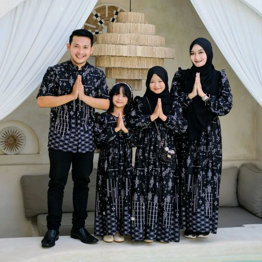 Gerageraihijabbatang-Set Keluarga Siap Pakai Seri Fatimah Raya Maxmara luxury Dress Dewasa Baju Muslim Gamis Ibu Couple Panjang