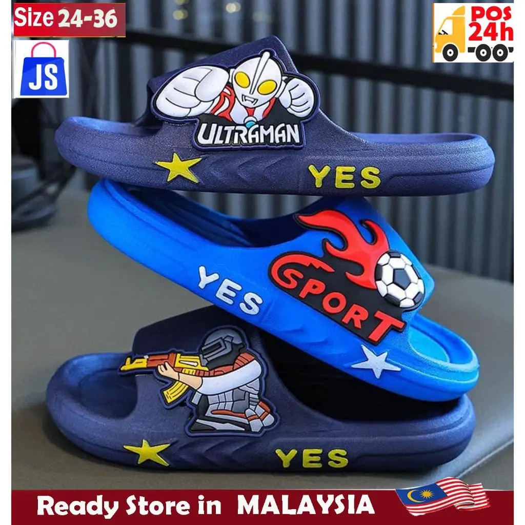 Js Seliper Ultraman boy/Cute Budak Flip-Flops Slippers |  Seliper Budak Anti-slip| Kids shoes 24-35