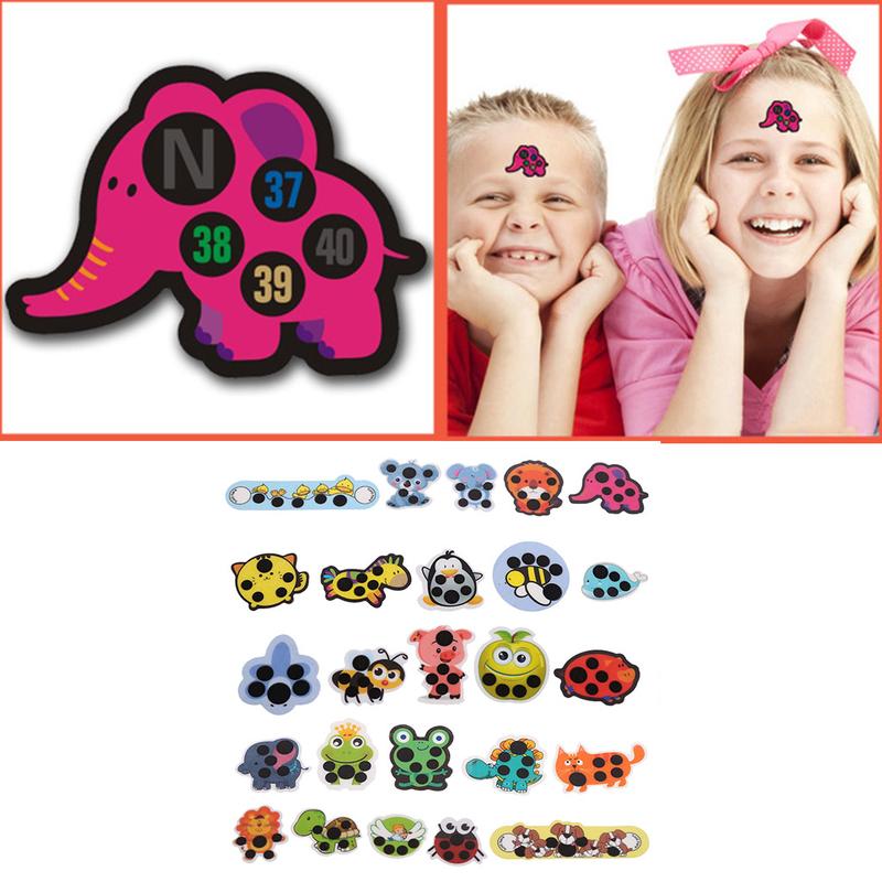 Product Introduction of 5PCS Convenient Plastic Color-changing Body Temperature Sticker Forehead Temperature Measuring Sticker for Children 44