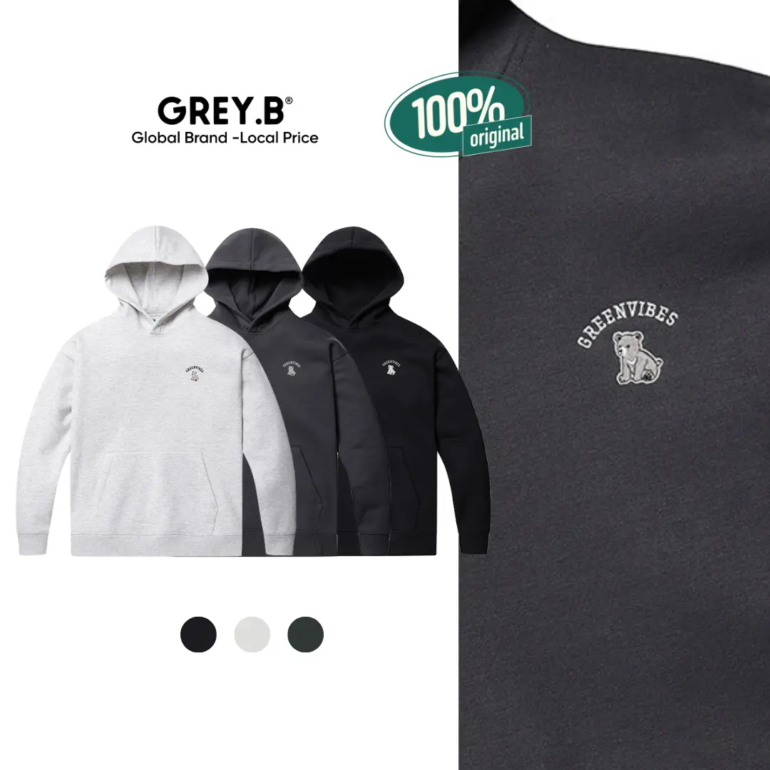 Áo Nỉ Có Mũ ProjectM Moon Bear Hoodie GREYB Oversize Unisex
