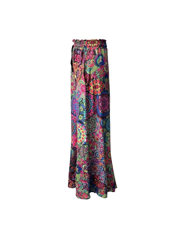 【Plus Size】 All Over Print Tie Waist Skirt, Boho Fashion Casual Pocket Design Skirt for Daily Holiday Vacation Wear, Women Plus Clothing for Summer 6