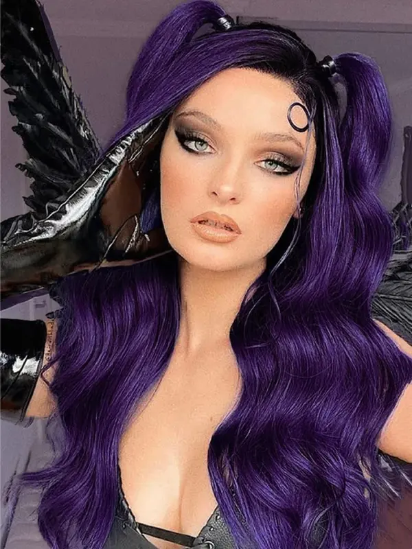 Women's Long Curly Synthetic Wigs, Wigs for Cosplay Party, Anime or Costume Party, Striking Natural Fluffy Hair Wigs without Bangs for Daily or Party, Heat Resistant Fiber Hair Wigs 7