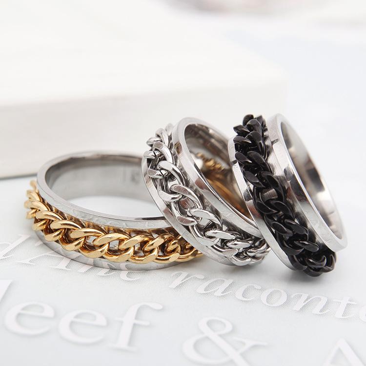 Product Introduction of New Simple Lucky Jewelry Men's Titanium Steel Rotatable Open Beer Bottle Chain  Domineering Personalized size 2 ring 22