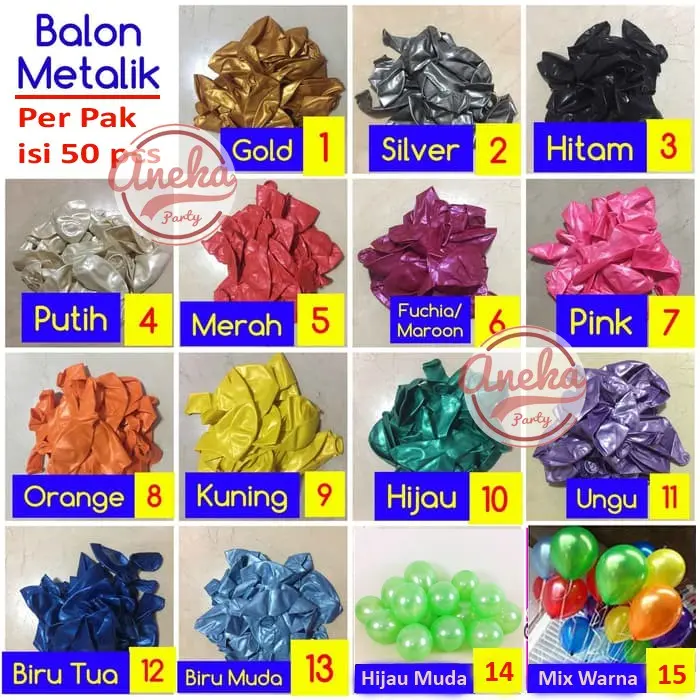 Balon Latex Metalik 1 PACK ISI 50 Pcs / Balon Per Pack / Balon Karet murah 12 inch isi 50 pcs / balon dekorasi