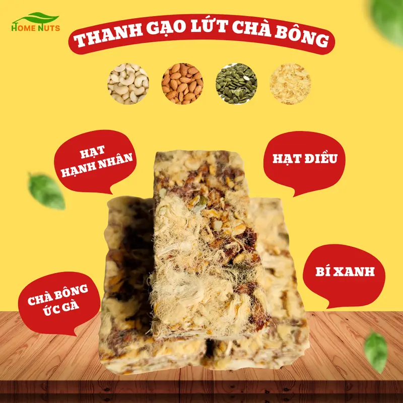 Thanh Gạo Lứt, thanh cơm gạo lứt hạt dinh dưỡng Home Nuts Snack Food 500gram Ăn Vặt 2
