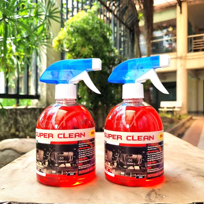 Combo 2 chai dung dịch tẩy rửa đầu bò, lốc xe máy không chạm SUPER CLEAN PRO 500ML có vòi xịt combo dọn xe điện dung  dichtay nước  rửa  xe tayloc  may