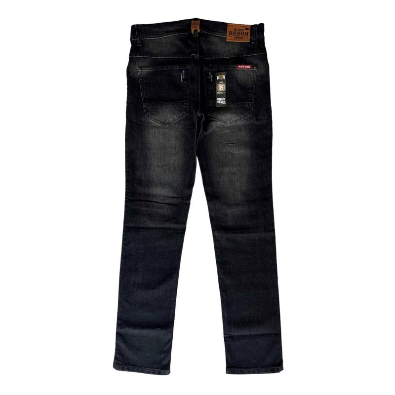 Celana Panjang Jeans Pria Slimfit Big Size Sobek  34-39 Casual Hitam 4