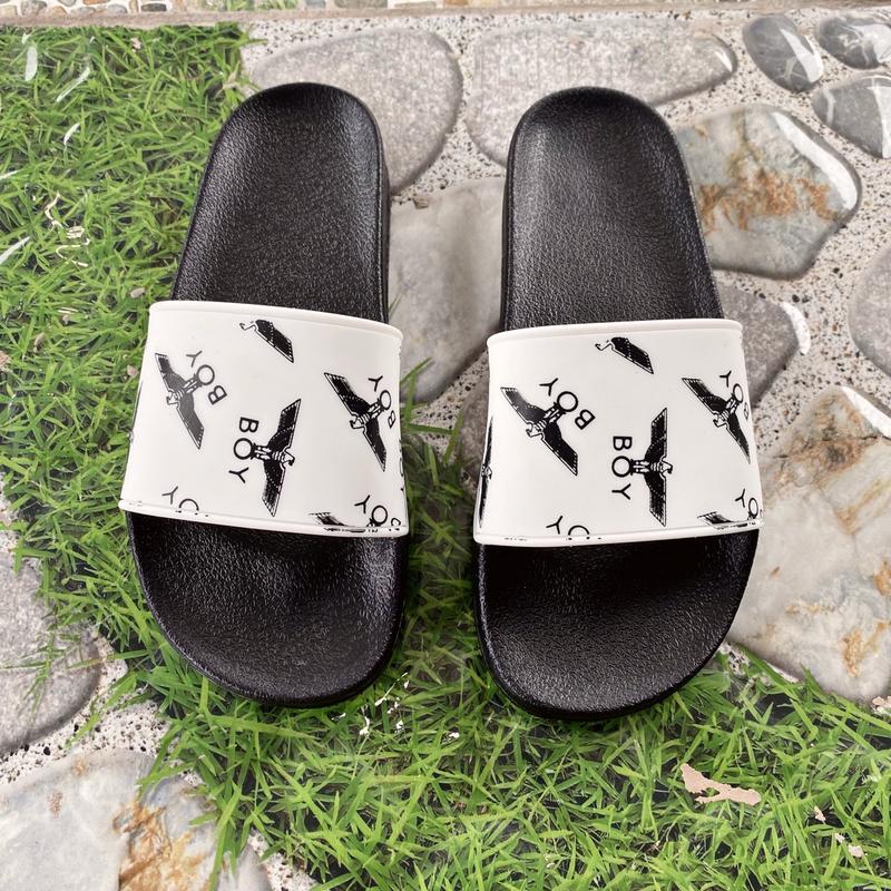 dép nam, dép quai ngang nam in chữ BOY , 2 màu trắng đỏ Slipper DéP Dép Lê Đế Bằng