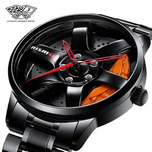 นาฬิกาผู้ชาย SVJ แท้ ดีไซน์ดุมล้อ การเคลื่อนไหวที่นำเข้า หน้าปัดกลวงเบรก 3 มิติ สไตล์สปอร์ต ดีไซน์รถดัดแปลง เทคโนโลยีขั้นสูง กันน้ำ