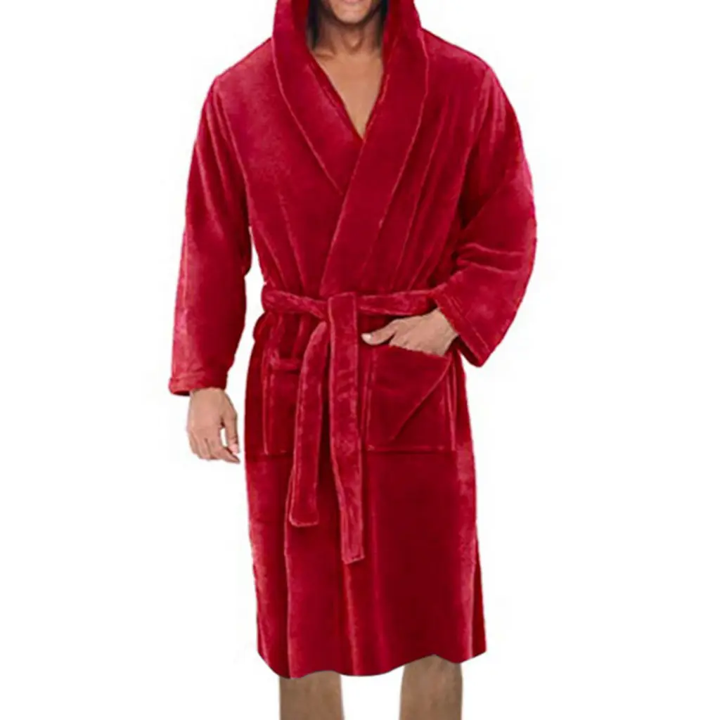 Huxriqvy Plush Nightgown Pure Color Sleepwear Thickened Warm Bath Robe Pure Color for Sleeping