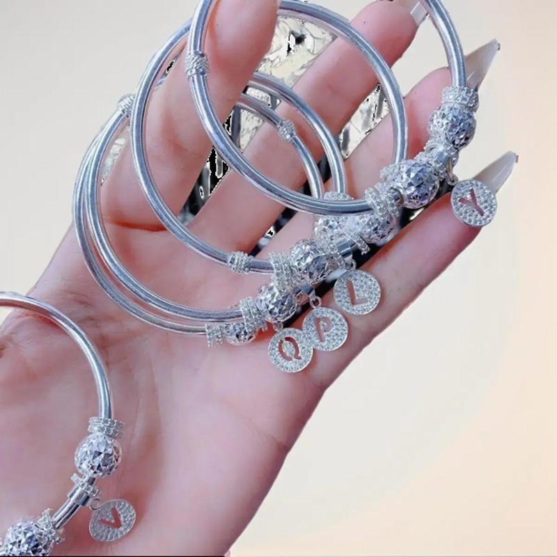 Vòng tay mix cham chữ bạc ta dành chio nữ HHJ món quà ý nghĩa tặng người thân ảnh thật
