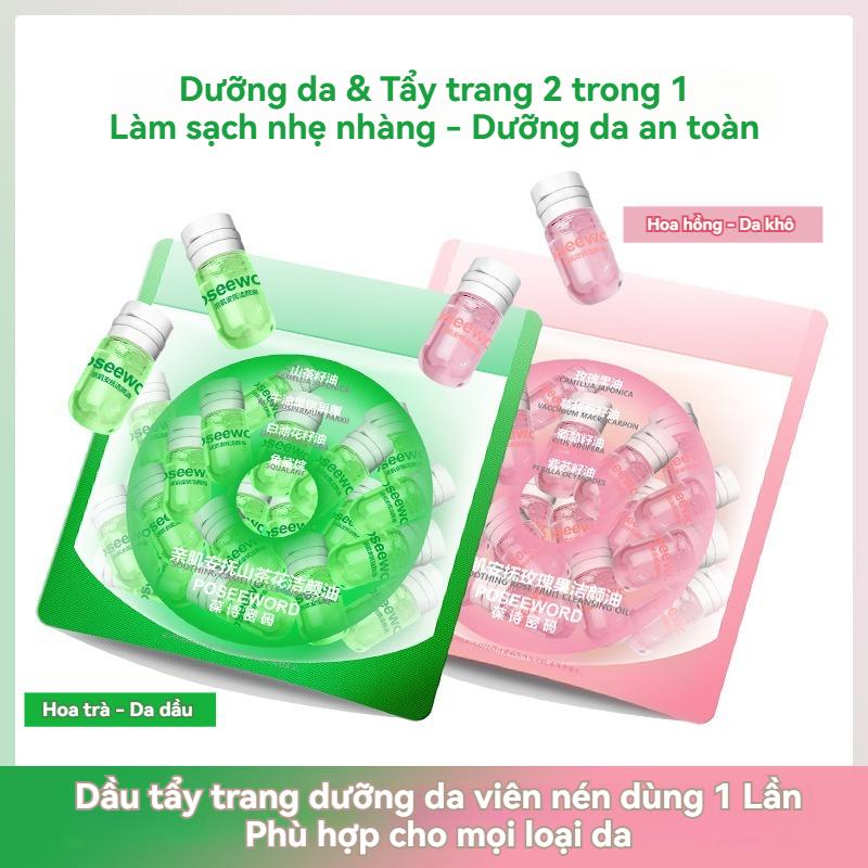Dầu Tẩy Trang Dùng Một Lần Gói 20 Viên Mỗi Viên 2ml - Hỗ Trợ Làm Sạch Sâu Phù Hợp Mọi Loại Da Da Dầu Da Khô Dành Cho Mặt Mắt Môi Gói Du Lịch