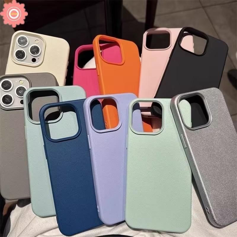 Ốp Màu Trơn Thiết Kế Đơn Giản, Tương Thích Cho iPhone 16, 13, 11, 14, 12, 15, Pro Max, 14, 16, 15 Plus, XR, XS, X, Max, 11, 16 Pro, Họa Tiết Da Giả Nhám Sang Trọng, Màu Pastel Mềm Và Chống Sốc, Ốp Bảo Vệ