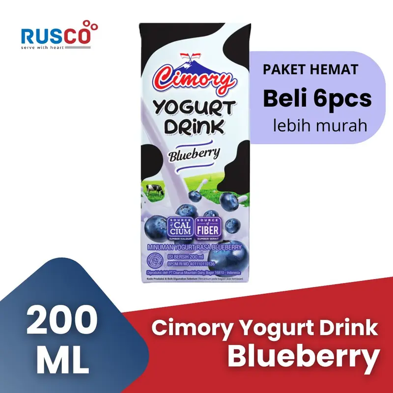 CIMORY UHT Yogurt Drink 200ml Blueberry - [1 Paket Isi 6pcs] 0