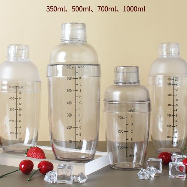 Bình lắc Shaker pha chế nhựa chia vạch đen hàng cao cấp (350ml, 530ml, 700ml) chuyên dùng pha chế