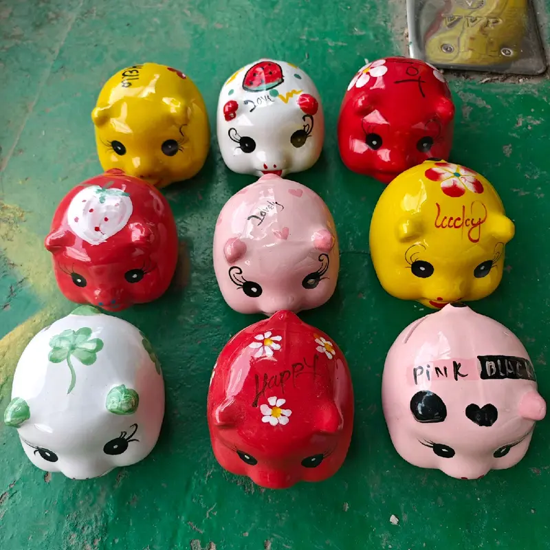 Heo Đất Mini Lỗ Tròn Gốm Sứ Bát Tràng Ống Tiết Kiệm Đựng Tiền 4