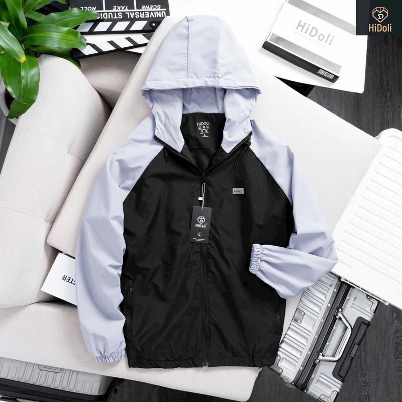 [G3]Áo khoác gió Nam Nữ - bên trong lót lưới,bên ngoài tráng bạc chống nước, mũ liền Menswear Tay Dài 3