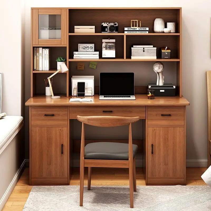 {SG Sales} Study Table with Bookshelf Desk Computer Desk Desktop Office Table Simple Modern Boss Desk Student Study Table Home Desk Bookshelf Integrated Study Table with Drawer