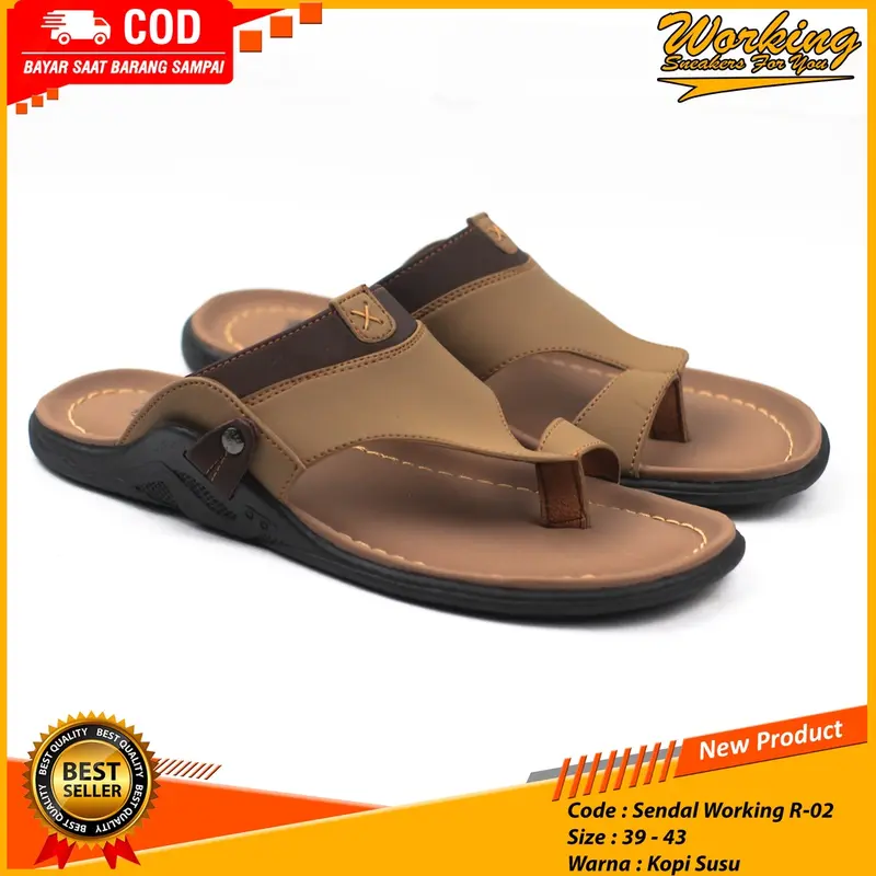 Working Sneakers For You Sandal Pria Kulit R-02 6