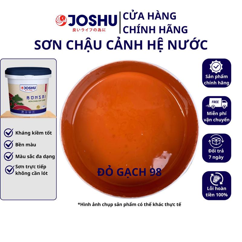 Sơn chậu cảnh JOSHU màu đỏ gạch 1.2Kg Sơn ngoại thất có kháng kiềm son nuoc c hậu sonjotun